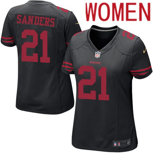 Women San Francisco 49ers 21 Deion Sanders Nike Black Game Player NFL Jersey